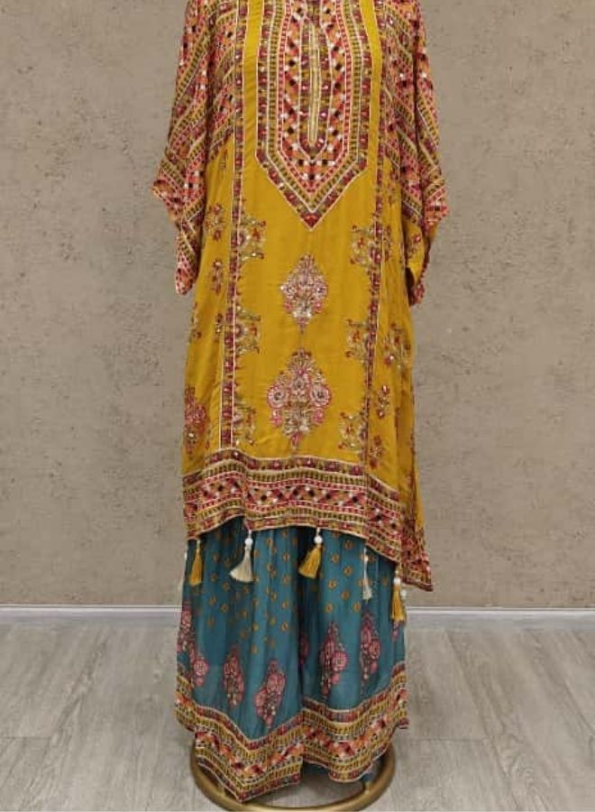 Yellow Printed Kurta Sharara Set