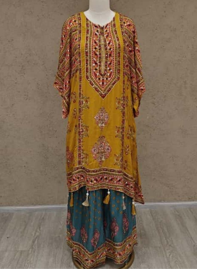 Yellow Printed Kurta Sharara Set