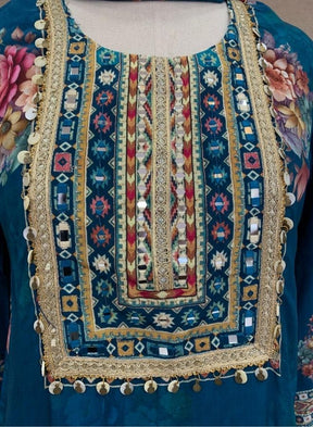 Blue Floral Palazzo Suit Set