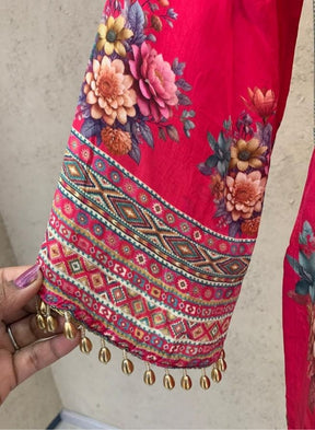 Pink Floral Palazzo Suit Set