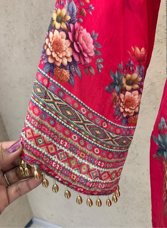 Pink Floral Palazzo Suit Set