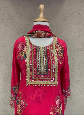 Pink Floral Palazzo Suit Set