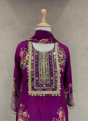 Purple Floral Palazzo Suit Set