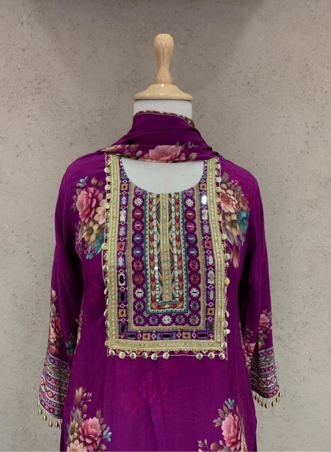 Purple Floral Palazzo Suit Set