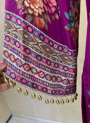 Purple Floral Palazzo Suit Set