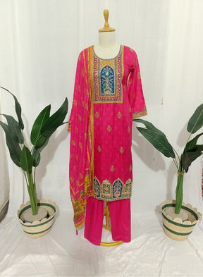 Rani Pink Multicolor Panel Suit
