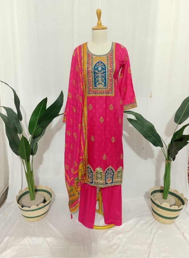 Rani Pink Multicolor Panel Suit