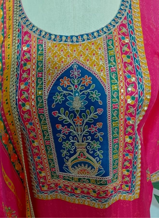 Rani Pink Multicolor Panel Suit