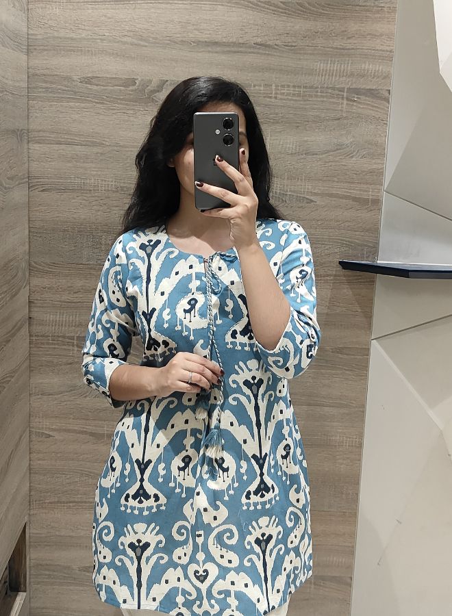 Turquoise Ikat Print Cotton Co-ord Set