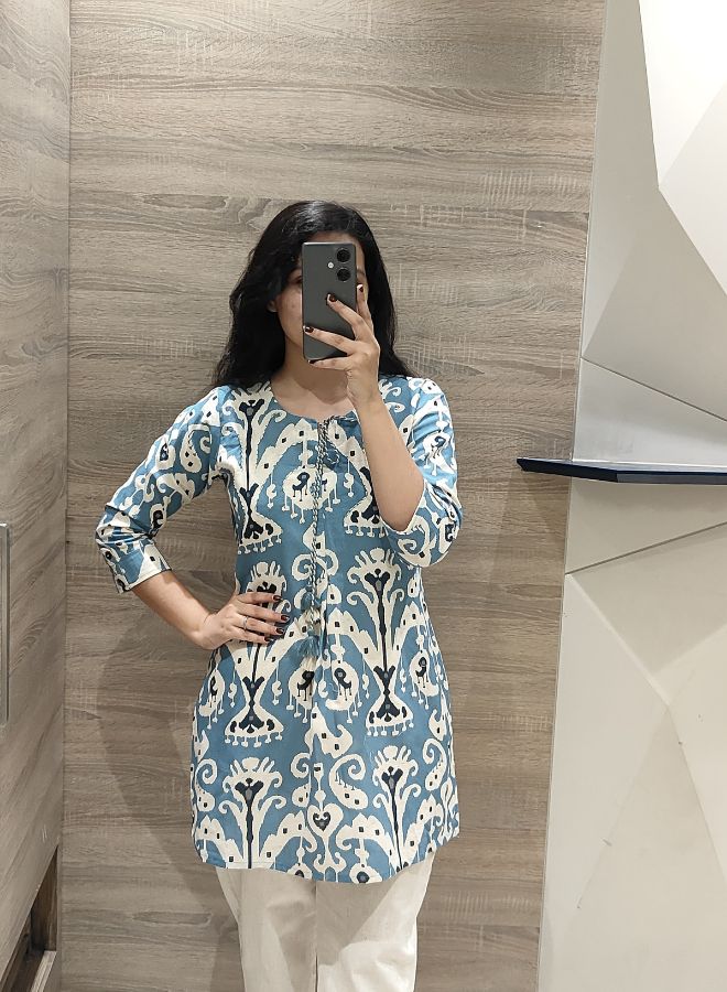Turquoise Ikat Print Cotton Co-ord Set