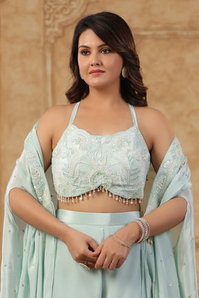 Lavender Embroidered Women Cape Set