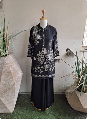 Black Floral Printed Kurta Set