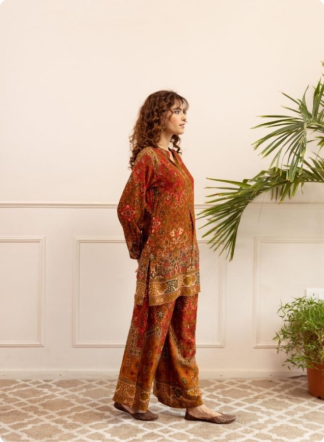 Olive & Pink Ethnic Printed Kurta Set