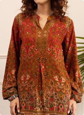 Olive & Pink Ethnic Printed Kurta Set