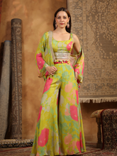 Stunning Lime Green Floral Cape Set