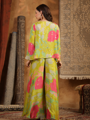 Stunning Lime Green Floral Cape Set