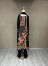 Black Floral Print Ethnic Suit
