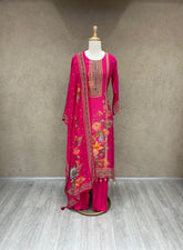 Pink Floral Embellished Suit Set