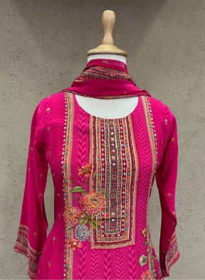 Pink Floral Embellished Suit Set