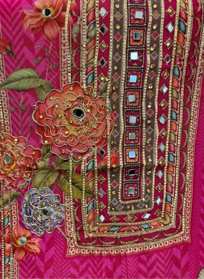 Pink Floral Embellished Suit Set