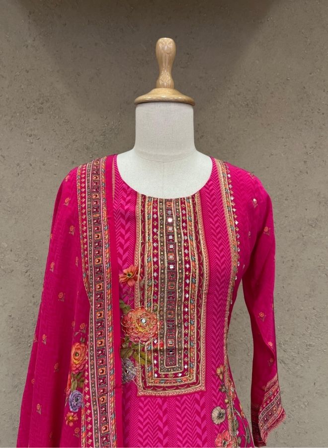 Pink Floral Embellished Suit Set