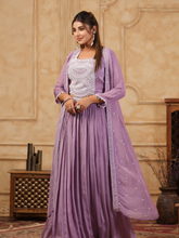 Lavender Embroidered Lehenga Jacket Set