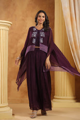 Purple Bead Embellished Women Co-Ord Set