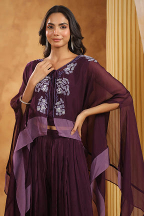 Purple Bead Embellished Women Co-Ord Set