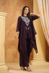 Purple Pearl Embellished Women Co-Ord Set