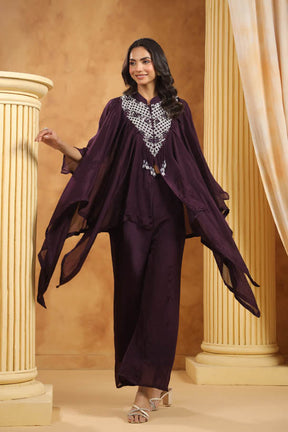 Purple Pearl Embellished Women Co-Ord Set