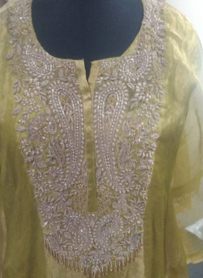 Olive Green Embroidered Kurta Set