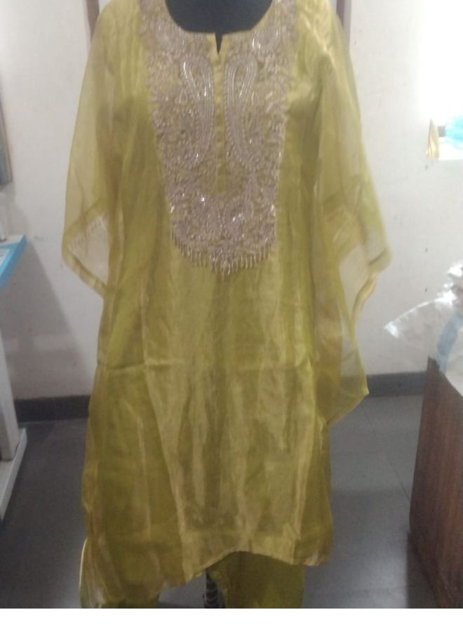 Olive Green Embroidered Kurta Set