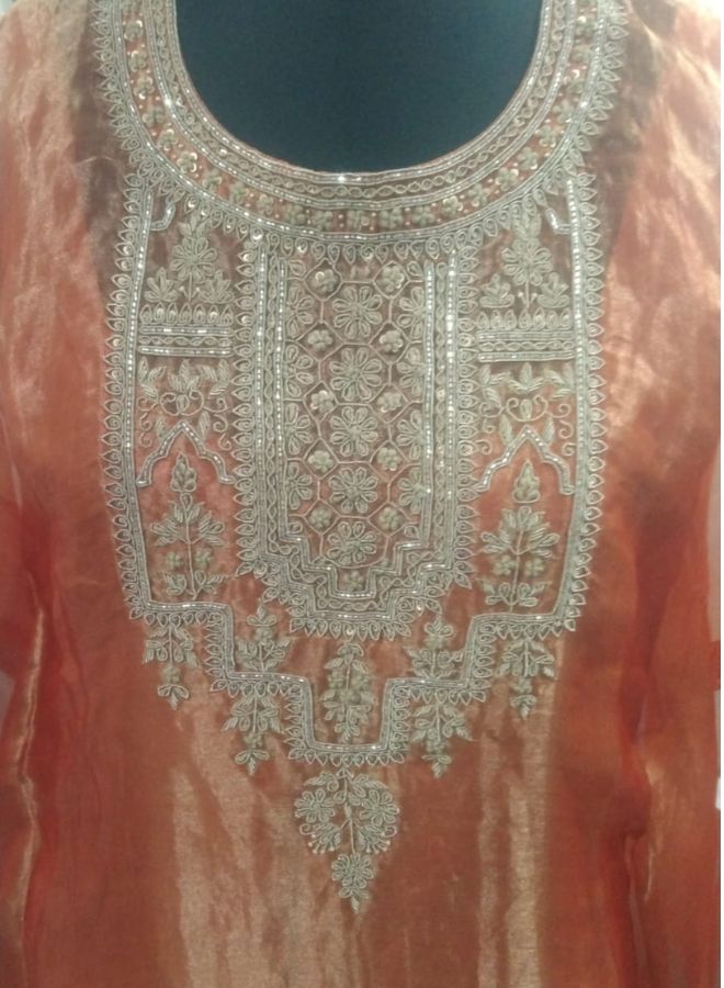 Mustard Kaftan with Intricate Silver Embroidery