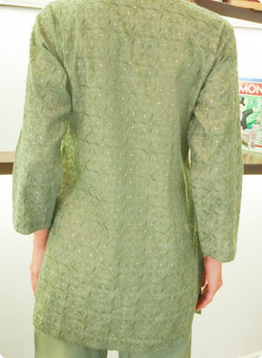 Mehndi Green Mirror Work Co-Ord Set