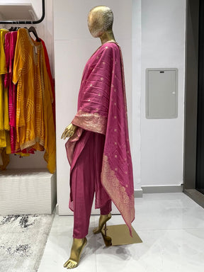 Rose pink embroiered kurta set