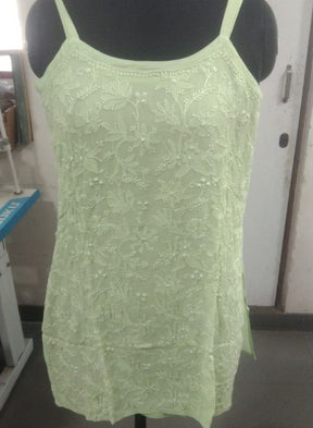 Pista green Floral Embroidered Sleeveless Kurti
