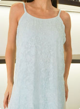 Sky Blue Floral Embroidered Sleeveless Kurti