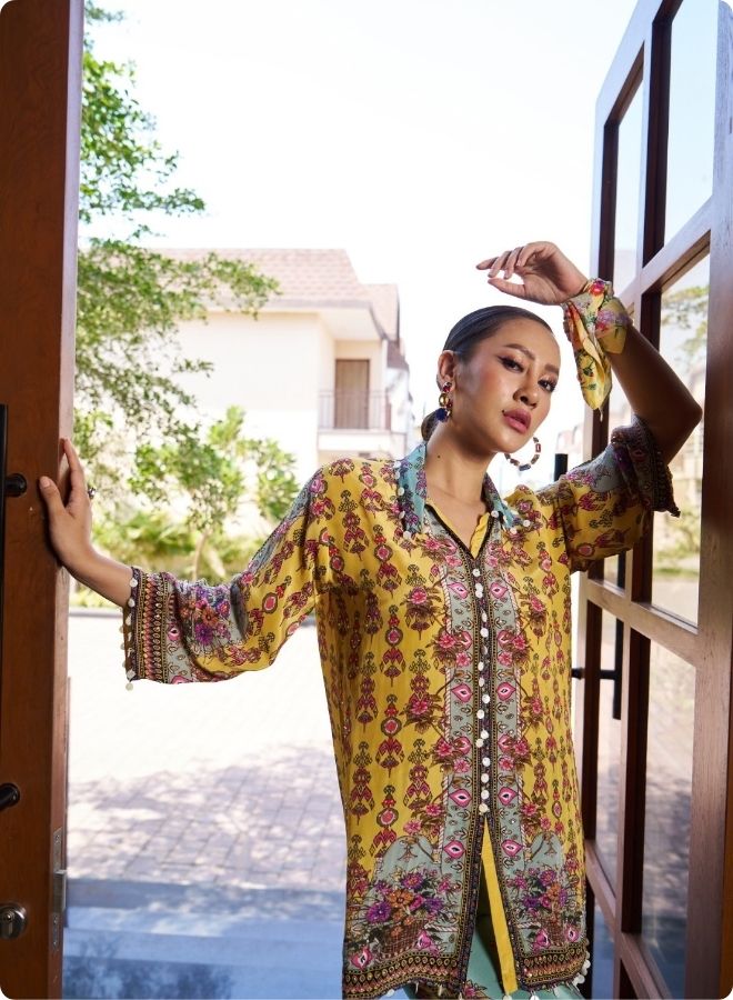 Mustard Yellow Floral Printed Kurta Set