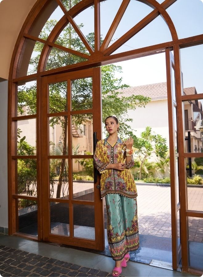 Mustard Yellow Floral Printed Kurta Set