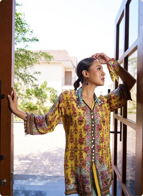 Mustard Yellow Floral Printed Kurta Set