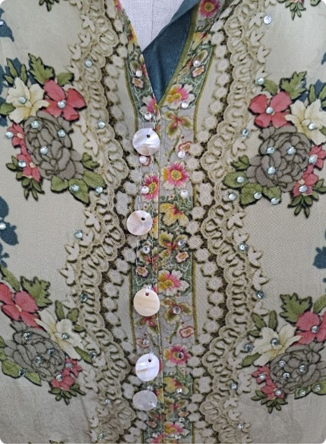 Sea Green Floral Embroidered Kurta Set