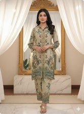 Sea Green Floral Embroidered Kurta Set