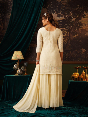 Cream Embroidered Kurta Set