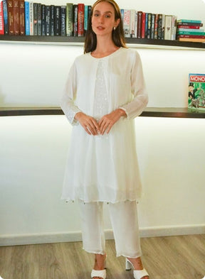 Elegant Cream Embroidered Co-ord Set