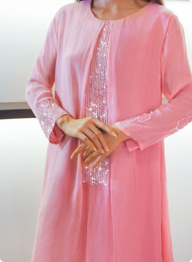 Elegant Pink Embroidered Co-ord Set