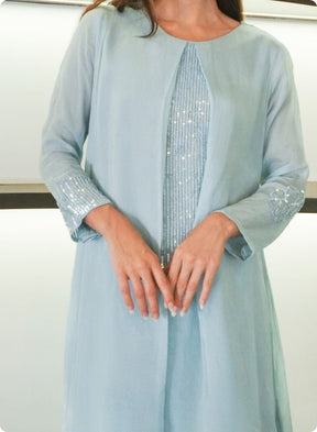 Elegant Light Blue Embroidered Co-ord Set