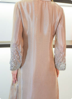 Lavender Silk Kurta Set with Sequin Embellished Sleeves