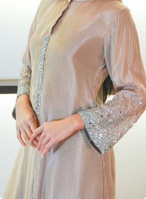 Lavender Silk Kurta Set with Sequin Embellished Sleeves