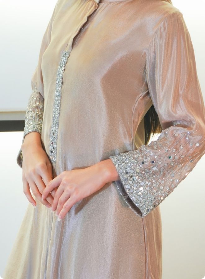 Lavender Silk Kurta Set with Sequin Embellished Sleeves