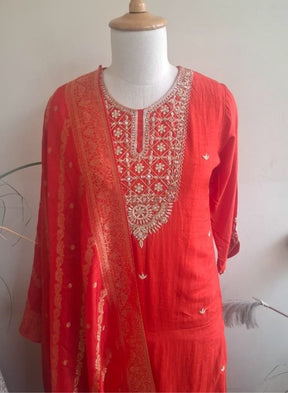 Elegant Rust Ethnic Kurta Set